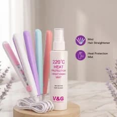 Mini Hair Straightener + V&G 220°C Heat Protection Mist