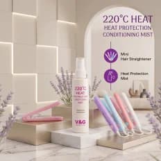Mini Hair Straightener + V&G 220°C Heat Protection Mist--thumbnail-1