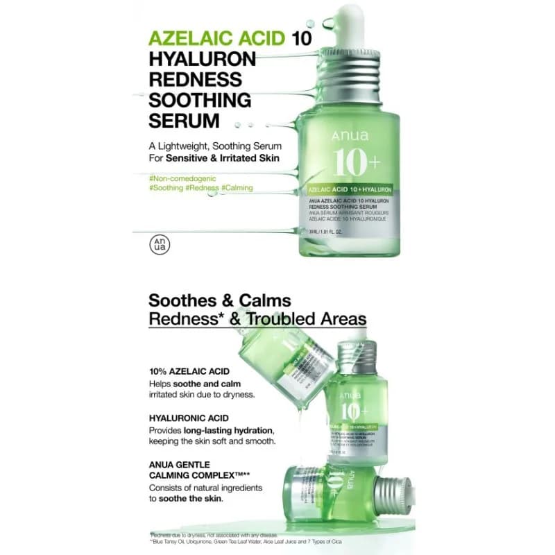 Anua - Azelaic Acid 10 Hyaluron Redness Soothing Serum 30ml--0