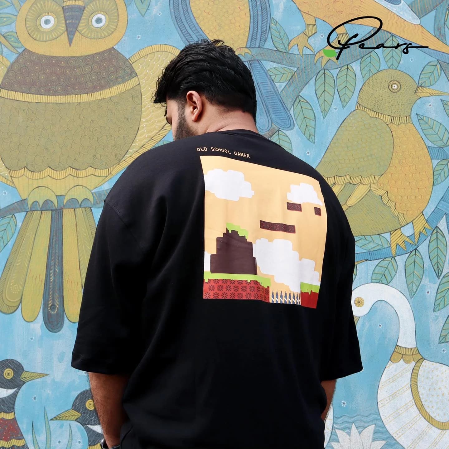 Pixel Art Premium Drop Shoulder T-Shirt-Black--0
